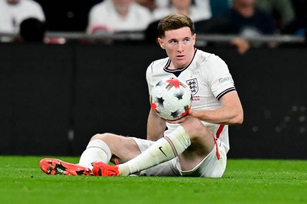 England v Czechia, UEFA Nations League England midfielder Elliott Anderson (8) sits on the turf following a foul during the UEFA Nations League match between England and Czechia at Wembley Stadium, London, UK on 6 October 2026. London Wembley Stadium Greater London UK Editorial use only , Copyright: xDennisxGoodwinx PSI-24957-0089