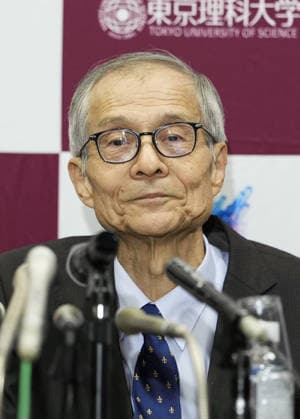 Nobel chemistry prize co-winner Soai Kenso Soai, a professor emeritus at the Tokyo University of Science, attends a press conference, PK, Pressekonferenz at the university in Tokyo on Oct. 7, 2026, after receiving the 2026 Nobel Prize in Chemistry. Soai and French researcher Henri Kagan shared the prize for the discovery of non-linear effects and autocatalysis in asymmetric organic synthesis, the Royal Swedish Academy of Sciences said earlier in the day. A14AA0005630363P