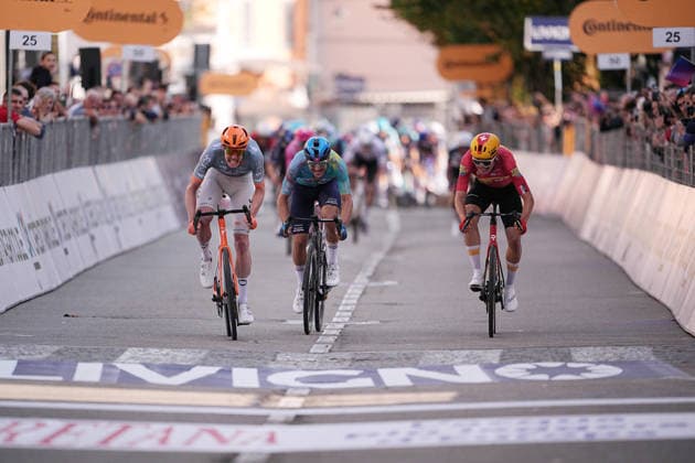 France s Dorian Godon of Netcompany INEOS winner of the race on the finish line during the 110th edition of the Gran Piemonte 2026 a 185 km one day race from Asti to Bra on October 08, 2026, Italy. Copyright: xMarcoxAlpozzi LaPressex