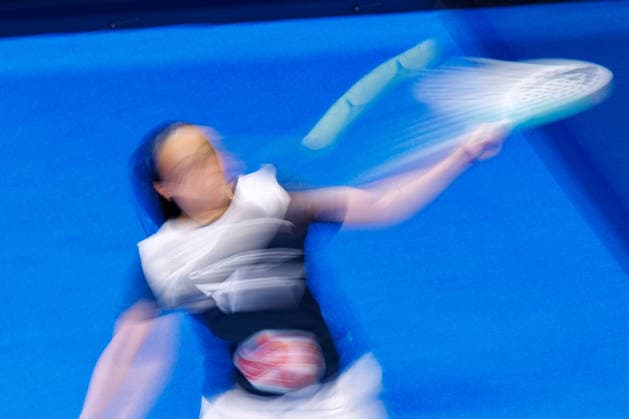 DÜSSELDORF, GERMANY - 8 OCTOBER 2026: Image shows a feature of padel player Andrea Ustero Prieto (ESP) motion blured during CUPRA Germany Premier Padel P2 2026 Day 5: Round of 16 at CASTELLO Düsseldorf on 8 10 2026 in Düsseldorf, Germany. Germany Copyright: xFröhlichxPascalx