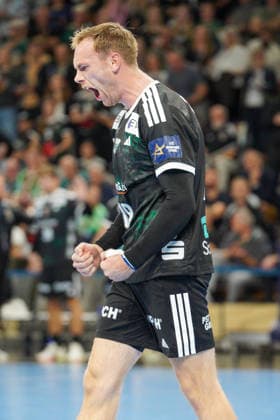 Im Bild: Mathias Gidsel (Fuechse Berlin, 19) , Tor, Treffer, Jubel, Torjubel, Freude, Begeisterung, feiert, jubelt 08.10.2026, Fuechse Berlin - FC Porto, EHF Handball Champions League, Saison 2026 27, Max-Schmeling-Halle Copyright: HMBxMedia xPascalxSpanehl