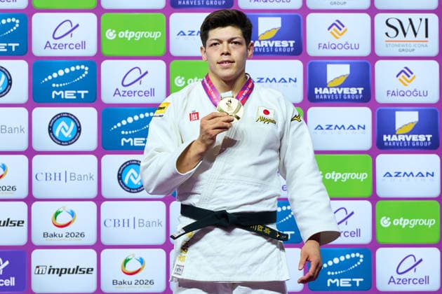 Sanshiro Murao (JPN), OCTOBER 8, 2026 -Judo : World Judo Championships BAKU2026 Mens -90kgMedal Ceremony at National Gymnastics Arena in Baku, Azerbaijan. aflo_354330843 KenxAsakurax
