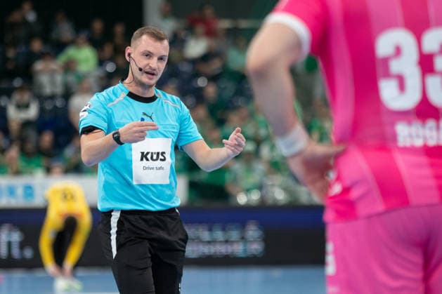 Handball, HBL2: SC DHfK Leipzig - TuS N-Lübbecke; 08.10.2026 Schiedsrichter Lukas Schwarzmeier. Handball, 2. Bundesliga, Saison 2026 2027, 7. Spieltag: SC DHfK Leipzig vs. TuS N-Lübbecke am 08.10.2026 in der Quarterback Immobilien Arena Leipzig. Copyright: xBEAUTIFULxSPORTS JanxKaeferx