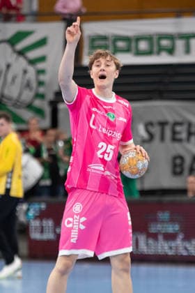 Handball, HBL2: SC DHfK Leipzig - TuS N-Lübbecke; 08.10.2026 Caspar Gauer (25, SC DHfK Leipzig). Handball, 2. Bundesliga, Saison 2026 2027, 7. Spieltag: SC DHfK Leipzig vs. TuS N-Lübbecke am 08.10.2026 in der Quarterback Immobilien Arena Leipzig. Copyright: xBEAUTIFULxSPORTS JanxKaeferx