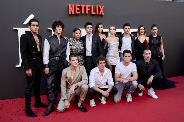 Entertainment Bilder des Tages Miguel Bernadeau, Danna Paola, Mina El Hammani, Omar Ayuso, Aron Piper, Itzan Escamilla, Ester Exposito, Alvaro Rico, Claudia Salas, Jorge Lopez, Georgina Amoros, Miguel Herran, Jaime Lorente attends to ELITE premiere at Callao City Lights in Madrid, Spain. August 29, 2019. (201908290012)