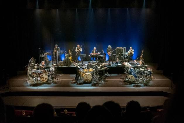 An Evening with King Crimson at The Paladium, London, United Kingdom An Evening With King Crimson, King Crimson performing live on stage at The Paladium, London, England. L-R Back row: Mel Collins, Tony Levin, Bill Rieflin, Jakko Jakszyk , Robert Fripp, L-R front row, drums, Pat Mastelotto, Jeremy Stacey, Gavin Harrison, , United Kingdom Date: 02 11 2018, Copyright: xAvalonx 0534519197