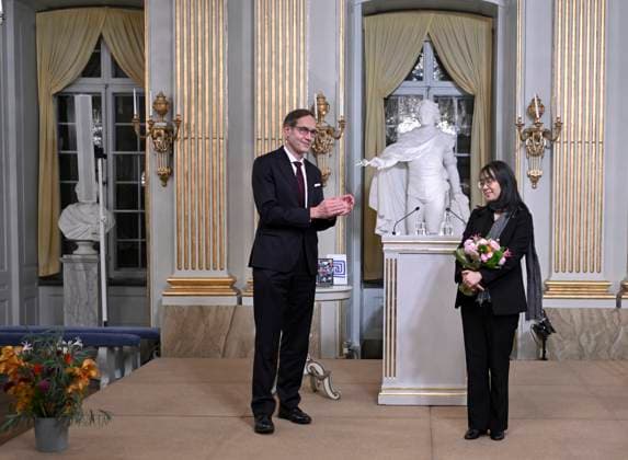 STOCKHOLM, SWEDEN 20241207 Mats Malm, Permanent President of the Swedish Academy, and Nobel Laureate in Literature Han Kang after this years Nobel Prize Lecture in Literature at the Swedish Academy on Saturday STOCKHOLM SWEDEN x10050x Copyright: xPontusxLundahl TTx NOBELFÖRELÄSNING LITTERATUR 2024 MMPbr1bwheA