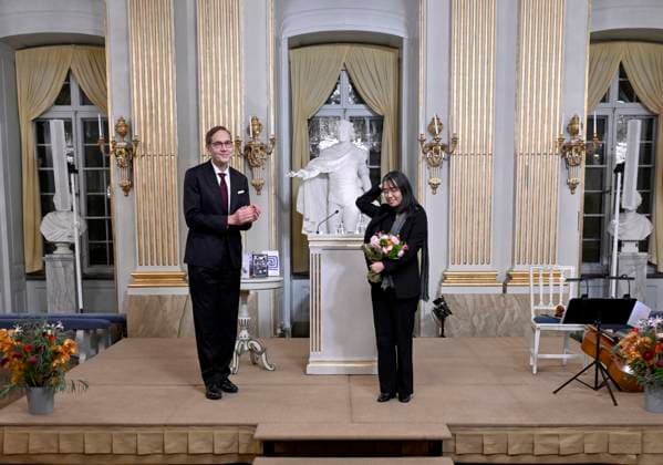 STOCKHOLM, SWEDEN 20241207 Mats Malm, Permanent President of the Swedish Academy, and Nobel Laureate in Literature Han Kang after this years Nobel Prize Lecture in Literature at the Swedish Academy on Saturday STOCKHOLM SWEDEN x10050x Copyright: xPontusxLundahl TTx NOBELFÖRELÄSNING LITTERATUR 2024 eTSoyFZV_HU