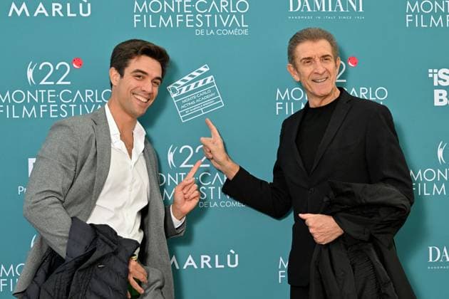 Gabriele and his father Ezio Greggio Launch and presentation of the Jury of the 22nd Monte Carlo Comedy Festival at the Grimaldi Forum in Monaco, November 12, 2025 Ezio Greggio, founder and president of the Festival, introduced the members of the Jury and the films in competition on the stage of the Salle Camille Blanc at the Grimaldi Forum Actress Claudia Gerini, is President of the Jury, Franco Nero, Honorary President, Teresa Riott and Daniel McVicar make up this cinematic quartet. The Festivals aim is to promote and enhance the different genres of comedy through film premieres, Thanks to the commitment of Ezio Greggio and the late Mario Monicelli, co-founder of the event, comedy has gained a new appreciation even at prestigious festiva Copyright: xBrunoxBebertx xBestimagexBrunoxBebertx xBestimagex