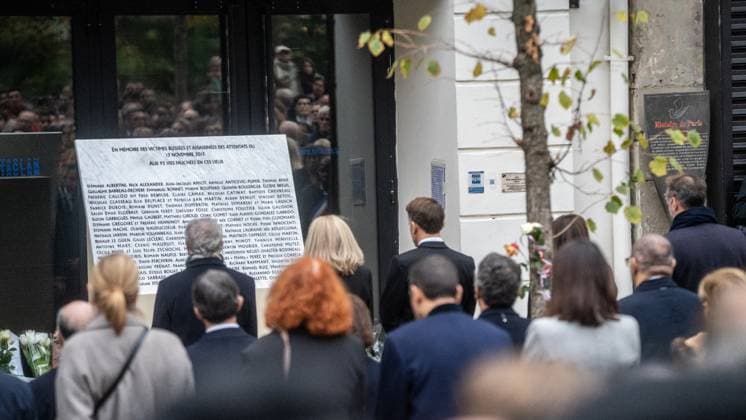President Emmanuel Macron, Brigitte Macron at the tribute to the victims of the 13 November 2015 attacks in front of the Bataclan ten years after 13 November 2025 Charles Cohen Boyer Bestimage Tribute to the victims of the 13 November 2015 attacks in front of the Bataclan ten years after 13 November 2025 Paris France Copyright: xCharlesxCohenxBoyer BestimagexCharlesxCohenxBoyer Bestimagex