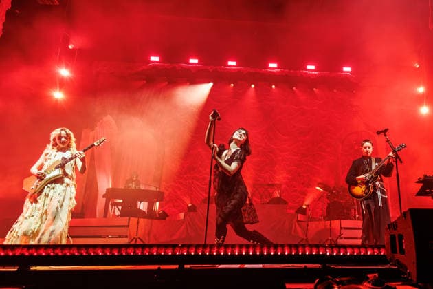 The Last Dinner Party performs in Brighton, UK Brighton, UK, The Last Dinner Party, Friday 5 December 2025 at Brighton Centre. Persons pictured: Georgia Davies bass guitar, vocals Abigail Morris lead vocals Lizzie Mayland vocals, guitar, flute Aurora Nishevci keyboard, organ, piano, saxophone, synthesizer, keytar, vocals, Credit:Andy Sturmey Avalon United Kingdom Copyright: xAndyxSturmeyx xAvalonx 1056857979