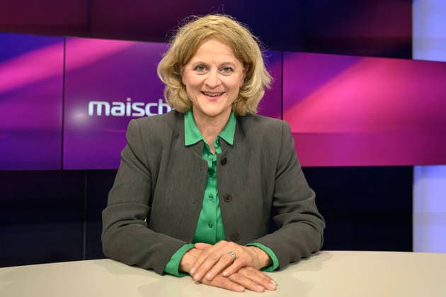v.l.: Kristina Dunz (RND), GER, Berlin, Studio, zu Gast bei Maischberger, politische Talkshow, TV, Format, mit Moderatorin Sandra Maischberger, Das Erste, aus Adlershof Am Studio 20, 05. Mai 2026, Copyright: HMBxMedia UwexKoch
