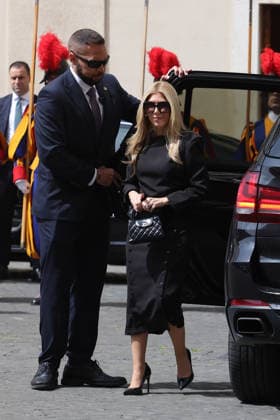 Vatican City, May 7, 2026: U.S. Secretary of State Marco Rubio and his wife, Jeanette Dousdebes Rubio, arrive in the San Damaso Courtyard, where they were received by Apostolic Nuncio Petar Rajic for an official meeting with Pope Leo XIV and Cardinal Pietro Parolin. The visit takes place in a particularly delicate diplomatic climate, following Donald Trump s recent statements against the Pontiff, which have attracted the attention of the international community and global media. The meeting thus takes on strong symbolic and institutional significance, focusing on the dialogue between the Holy See and the United States, geopolitical tensions, and the role of Vatican diplomacy in the contemporary landscape. Copyright: xmarcoxiacobuccix xipa-agency.netx xmarcoxiacobuccix IPA_Agency_IPA74485791