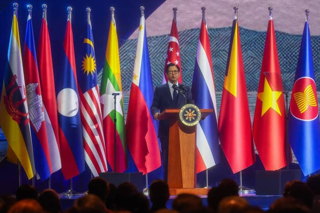 Southeast Asian leaders gather at Opening Ceremony of ASEAN Summit and Related Meetings 2026 CEBU, PHILIPPINES - MAY 8: Philippine President Ferdinand Bongbong Romualdez Marcos Jr. gives an opening speech, during the official opening ceremony of the 48th ASEAN Summit and Related Meetings, in Cebu, Philippines, on May 8, 2026. Top leaders of ASEAN member states from across Southeast Asia gather to discuss key international and regional issues, including conflict in the Middle East, trade and economic development, fuel and energy crisis, and South China Sea territorial disputes. The summit comes just a few days ahead of a meeting between United States President Donald Trump and Chinese President Xi Jinping, which will take place in mid-May. Copyright: x2026xAnadoluxDanielxCengx