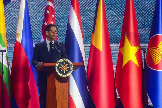 Southeast Asian leaders gather at Opening Ceremony of ASEAN Summit and Related Meetings 2026 CEBU, PHILIPPINES - MAY 8: Philippine President Ferdinand Bongbong Romualdez Marcos Jr. gives an opening speech, during the official opening ceremony of the 48th ASEAN Summit and Related Meetings, in Cebu, Philippines, on May 8, 2026. Top leaders of ASEAN member states from across Southeast Asia gather to discuss key international and regional issues, including conflict in the Middle East, trade and economic development, fuel and energy crisis, and South China Sea territorial disputes. The summit comes just a few days ahead of a meeting between United States President Donald Trump and Chinese President Xi Jinping, which will take place in mid-May. Copyright: x2026xAnadoluxDanielxCengx