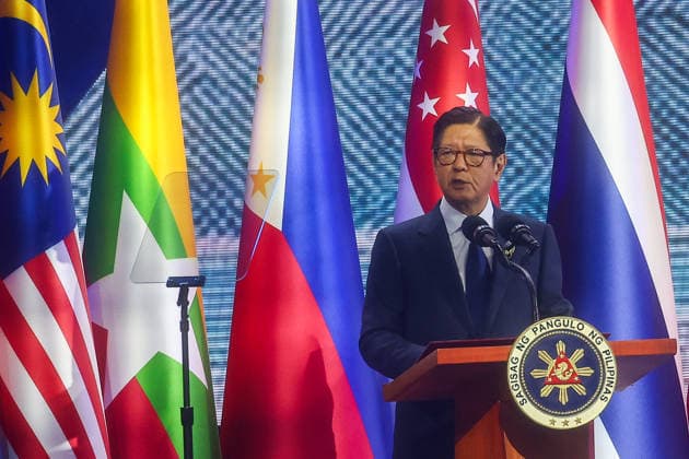 Southeast Asian leaders gather at Opening Ceremony of ASEAN Summit and Related Meetings 2026 CEBU, PHILIPPINES - MAY 8: Philippine President Ferdinand Bongbong Romualdez Marcos Jr. gives an opening speech, during the official opening ceremony of the 48th ASEAN Summit and Related Meetings, in Cebu, Philippines, on May 8, 2026. Top leaders of ASEAN member states from across Southeast Asia gather to discuss key international and regional issues, including conflict in the Middle East, trade and economic development, fuel and energy crisis, and South China Sea territorial disputes. The summit comes just a few days ahead of a meeting between United States President Donald Trump and Chinese President Xi Jinping, which will take place in mid-May. Copyright: x2026xAnadoluxDanielxCengx