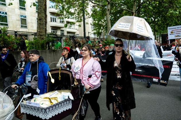 May 12, 2026, Brussels, Brussels, Belgium: For the sixth time since 2025, the three major labour unions have managed to rally their members for a national strike and demonstration. Together with various organisations from different sectors, they have brought 50,000 people onto the streets of Brussels today..The protesters are angry about the reforms of Bart De Weverâ€⠢s federal government. Minister Jan Jambonâ€⠢s pension plans, in particular, are causing a great deal of anger. Various protesters spoke to us: â€oeWe feel robbed.â€Â..The demonstration also passed the American Embassy, where a striking number of people voiced their dissatisfaction with Trump and the US Ambassador to Belgium. ..The offices of the French-speakin - ZUMAr234 20260512_zip_r234_017 Copyright: xBobxReijndersx