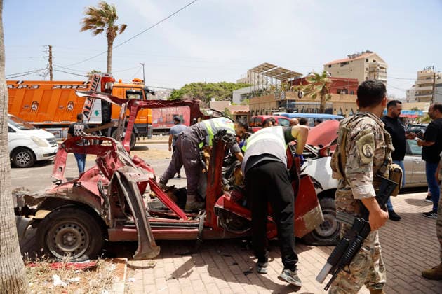 May 13, 2026, Saida, Saidon District, lebanon: A series of four Israeli drone strikes targeted the coastal highway linking Sidon to southern Lebanon, hitting areas in Barja, Jiyeh, Saadiyat and Sidon. The attacks killed at least nine people, including a mother and her two children, and wounded one person, marking one of the deadliest days along the coastal route in recent weeks. Saida lebanon - ZUMAb339 20260513_znp_b339_009 Copyright: xAbdulxKaderxAlxBayx