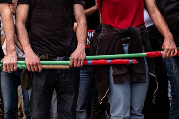 May 16, 2026, Milan, Lombardy, Italy: People take part in a national rally in support of Palestine on May 16, 2026, in Milan. The rally, organized in the run-up to the general strike on May 29, drew participants from all over Italy, and the organizers drew up 17 demands, including an end to the genocide, the termination of all economic agreements with Israel, and a halt to arms sales to Israel. Milan Italy - ZUMAs377 20260516_znp_s377_008 Copyright: xPietroxStariccox