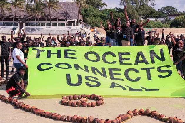 Environmental activists gather for oceans in Mombasa MOMBASA, KENYA - JUNE 15: Local residents, activists, members of Greenpeace Africa, and advocates for ocean justice gather on the beach as part of the 11th Ocean Conference, organized under the theme Our Ocean, Our Heritage, Our Future, to call for the protection of the oceans, which are vital for the sustainability of their livelihoods in Mombasa, Kenya on June 15, 2026. Lucas Mukasa Anadolu Mombasa Kenya. Editorial use only. Please get in touch for any other usage. Copyright: x2026xAnadoluxLucasxMukasax