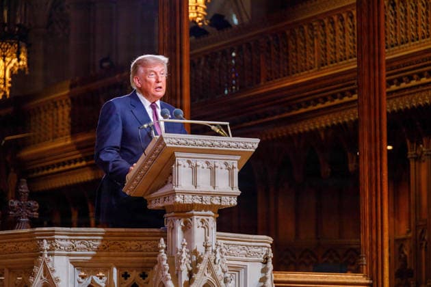 July 30, 2026, Washington, Dc, United States: U.S. President Donald Trump, delivers an eulogy for senior U.S Senator Lindsey Graham, R-SC, during the memorial service at Washington National Cathedral, July 28, 2026, in Washington, D.C. Washington United States - ZUMAp138 20260730_zaa_p138_037 Copyright: xLcpl.xLynseexAvila-Ramirez UsxMax