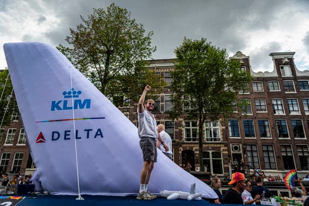 August 1, 2026, Amsterdam, North Holland, Netherlands: Delta and KLM Airlines workers join Amsterdam Pride s Canal Parade on August 1, 2026, in Amsterdam, the Netherlands. Hundreds of thousands of spectators joined the 30th edition of the Pride Canal Parade, the highlight of WorldPride Amsterdam 2026. This yearâ€⠢s parade also included the WorldPride Stadium grandstand, with seating for approximately 10,000 people to watch as floats pass by. Amsterdam Netherlands - ZUMAp202 20260801_zip_p202_055 Copyright: xJamesxPetermeierx