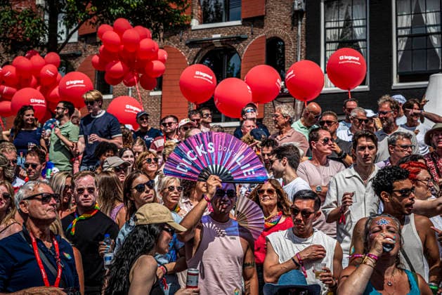 August 1, 2026, Amsterdam, North Holland, Netherlands: Floats pass through WorldPride Stadium during Amsterdam Pride s Canal Parade on August 1, 2026, in Amsterdam, the Netherlands. Hundreds of thousands of spectators joined the 30th edition of the Pride Canal Parade, the highlight of WorldPride Amsterdam 2026. This yearâ€⠢s parade also included the WorldPride Stadium grandstand, with seating for approximately 10,000 people to watch as floats pass. Amsterdam Netherlands - ZUMAp202 20260801_zip_p202_063 Copyright: xJamesxPetermeierx