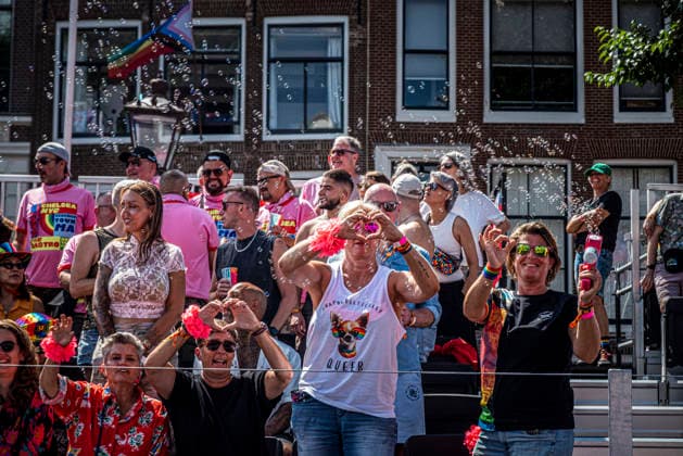 August 1, 2026, Amsterdam, North Holland, Netherlands: Floats pass through WorldPride Stadium during Amsterdam Pride s Canal Parade on August 1, 2026, in Amsterdam, the Netherlands. Hundreds of thousands of spectators joined the 30th edition of the Pride Canal Parade, the highlight of WorldPride Amsterdam 2026. This yearâ€⠢s parade also included the WorldPride Stadium grandstand, with seating for approximately 10,000 people to watch as floats pass. Amsterdam Netherlands - ZUMAp202 20260801_zip_p202_074 Copyright: xJamesxPetermeierx