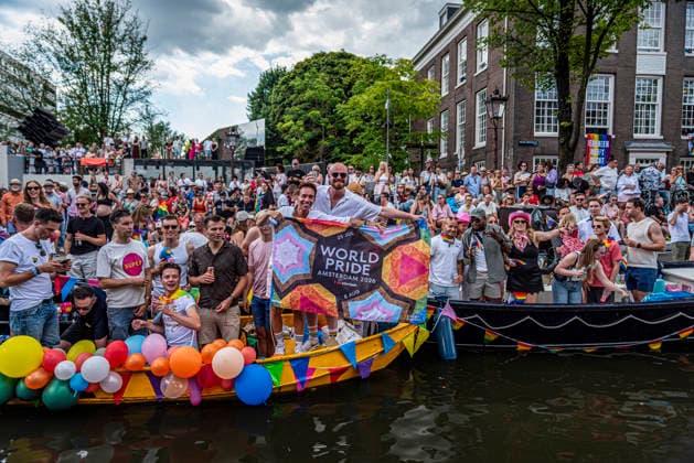 August 1, 2026, Amsterdam, North Holland, Netherlands: August 1, 2026, Amsterdam, the Netherlands. Hundreds of thousands of spectators joined the 30th edition of the Pride Canal Parade, the highlight of WorldPride Amsterdam 2026. This yearâ€⠢s parade also included the WorldPride Stadium grandstand, with seating for approximately 10,000 people to watch as floats pass. Amsterdam Netherlands - ZUMAp202 20260801_zip_p202_100 Copyright: xJamesxPetermeierx