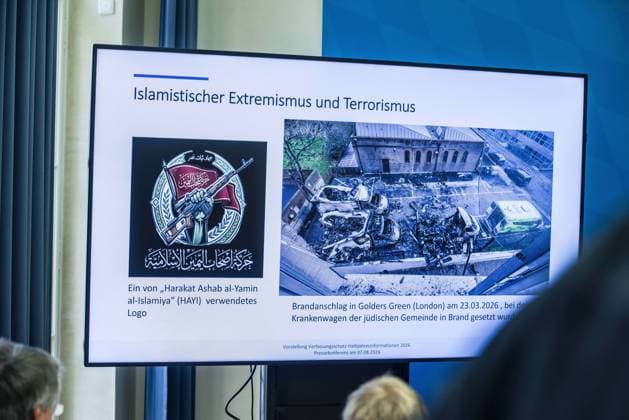 August 11, 2026, Munich, Bavaria, Germany: The Bavarian Verfassungsschutz (Secret Service, Office for the Protection of the Constitution) released its half-year report detailing the current threats to Bavaria and the country. The latest threats includes upticks in espionage, saboteurs, Islamist extremism and terror, as well as movements that seek to split society. Recent cases, such as the CSD attack in Berlin and the drone with explosives found at a Leipzig airport, have raised alert and readiness levels against all threats. Munich Germany - ZUMAb160 20260811_abp_b160_011 Copyright: xSachellexBabbarx