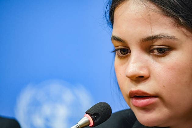 August 10, 2026, New York, New York, United States: LENIIE UMEROVA, a Ukrainian Crimean Tatar and former civilian detainee, addresses a press briefing following her testimony at a UN Security Council Arria-formula meeting at UNHQ. UMEROVA was detained by Russian authorities in December 2022 while travelling to occupied Crimea to visit her seriously ill father and was later transferred to Moscowâ€⠢s Lefortovo prison, where she was accused of espionage. Held until September 2024, she described interrogation, prolonged isolation, and physical and psychological abuse, as well as the broader treatment of Ukrainian civilian detainees. New York United States - ZUMAo116 20260810_znp_o116_020 Copyright: xBiancaxOterox