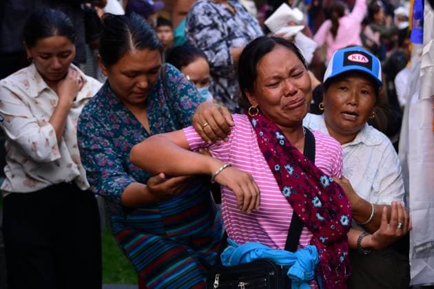 August 11, 2026, Kathmandu, Nepal: KATHMANDU, NEPAL †AUGUST 11, 2026: Relatives mourn at Tribhuvan International Airport as the remains of Nepali mountaineers Kilu Pemba Sherpa, Nima Sherpa and Gyalu Sherpa arrive in Kathmandu after being repatriated from Pakistan following the Broad Peak avalanche tragedy. The three climbers were among 10 members of an international expedition killed by an avalanche while ascending toward Camp 3 on Broad Peak, an 8,047-meter mountain in Pakistan s Karakoram Range. The tragedy also claimed the lives of renowned British-Nepali mountaineer Nirmal Nims Purja and climbers from China, Oman, the United States and Pakistan. Kathmandu Nepal - ZUMAq101 20260811_zna_q101_099 Copyright: xSafalxPrakashxShresthax