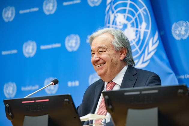 September 16, 2026, New York, New York, United States: United Nations Secretary-General ANTONIO GUTERRES smiles at a question from the press during his final press conference ahead of the UN General Assemblyâ€⠢s annual High-Level Week as Secretary-General, at UN Headquarters. Ahead of UNGA81, Guterres addressed escalating global conflicts and geopolitical divisions, the climate crisis, widening inequality and the rapid development of artificial intelligence, calling for stronger international cooperation, respect for the UN Charter and international law, and greater global safeguards around AI. Guterresâ€⠢ second and final term as UN Secretary-General concludes at the end of 2026. New York United States - ZUMAo116 20260916_znp_o116_008 Copyright: xBiancaxOterox