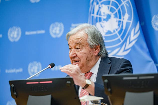 September 16, 2026, New York, New York, United States: United Nations Secretary-General ANTONIO GUTERRES holds his hand up as he speaks during his final press conference ahead of the UN General Assemblyâ€⠢s annual High-Level Week as Secretary-General, at UN Headquarters. Ahead of UNGA81, Guterres addressed escalating global conflicts and geopolitical divisions, the climate crisis, widening inequality and the rapid development of artificial intelligence, calling for stronger international cooperation, respect for the UN Charter and international law, and greater global safeguards around AI. Guterresâ€⠢ second and final term as UN Secretary-General concludes at the end of 2026. New York United States - ZUMAo116 20260916_znp_o116_013 Copyright: xBiancaxOterox