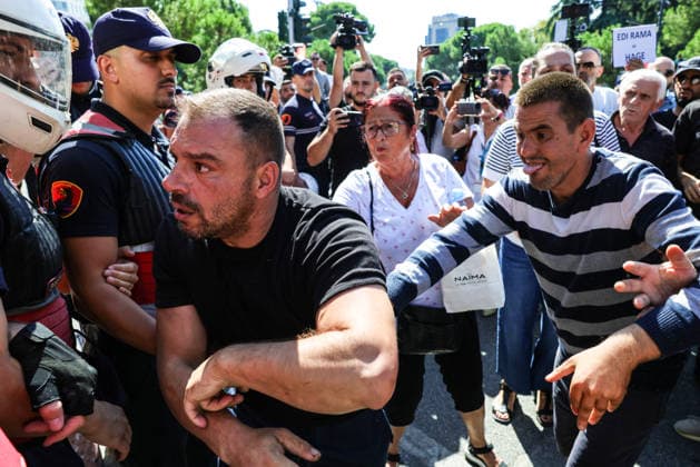 Protest in front of the Albanian Parliament in Tirana, Albania Protesters face police officers during a demonstration near the Albanian Parliament in Tirana, Albania, against the government following months of protests against a planned luxury tourism complex project in the protected area of Narta Lagoon in the city of Vlore, backed by a company linked to US President Donald Trump son-in-law, Jared Kushner, and his wife, Ivanka Trump here In Tirana, Albania, on September 17, 2026. Tirana Albania Copyright: xMatrixxImages ArmandoxBabanix