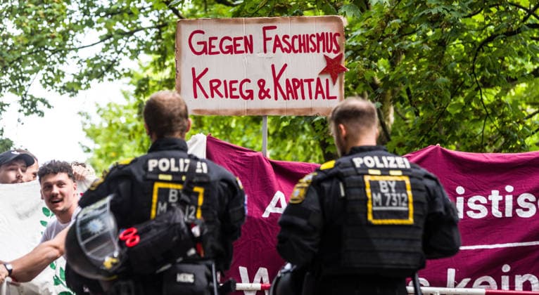 September 20, 2026, Munich, Bavaria, Germany: Coinciding with Oktoberfest, a group of right-extremists from the Identitaere Bewegung held a rally under the Banner of the Save Europe Act which includes, according to them, guidelines for the so-called Remigration. Some members discussed Remigration to include non-native born Germans, as they feel they can never be German, even if they hit all integration points. Critics in Germany see it as eyebrow-raising that the Identitaere leader, Martin Sellner, is an Austrian that is essentially making German policy and can play a greater role in government should the AfD take power. Munich Germany - ZUMAb160 20260920_abp_b160_019 Copyright: xSachellexBabbarx