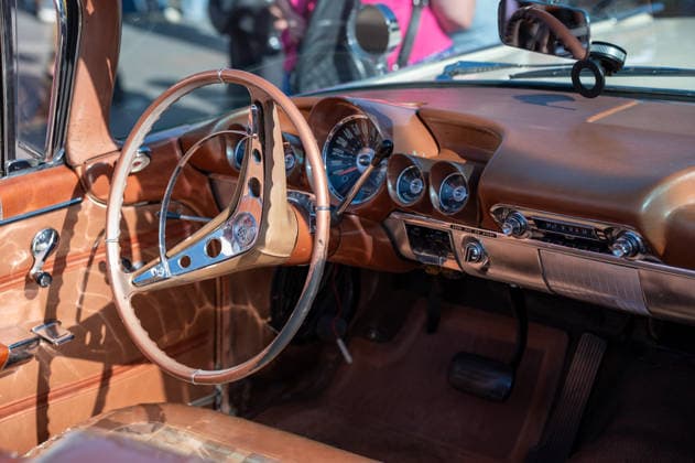 September 26, 2026, London, United Kingdom: The interior of a vintage American car on display during the King™s Cross Classic Car Boot Sale in London. The Kings Cross Classic Car Boot Sale returned to Granary Square and Stable Street, King™s Cross, London, for its 11th year. Held several times throughout the year, the event brings together vintage fashion, second-hand clothing, jewellery, homewares, collectables and vinyl records alongside classic cars, motorcycles and commercial vehicles. Visitors browsed stalls and traders, with many making a special effort to dress in period clothing inspired by the 1950s, 1960s and 1970s.continuing a tradition associated with the event. London United Kingdom - ZUMAs197 20260926_aaa_s197_389 Copyright: xJamesxWilloughbyx