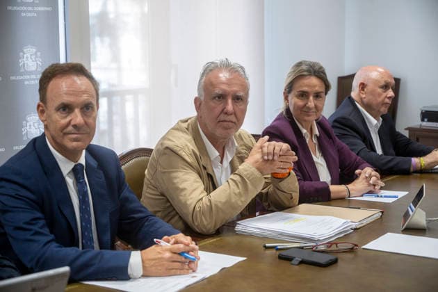 Ángel Víctor Torres chairs a meeting of the Situation Committee for the autonomous city of Ceuta. The Minister of Education, Vocational Training, and Sports, Milagros Tolón 2d, the Minister of Territorial Policy and Democratic Memory, Ángel Víctor Torres 2i, and the Government Delegate in Ceuta, David de la Encina i, during the meeting of the Situation Committee for the autonomous city at the Government Delegation on September 30, 2026, in Ceuta, Spain. Torres announced that the government will allocate 40.3 million to security and sanitation in Ceuta and that the space next to the prison will be designated as a new shelter facility. SEPTEMBER 30, 2026, Ceuta, Spain Copyright: xMarcosxMorenox 7811054
