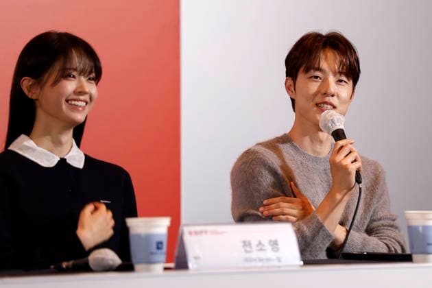 The Table: Day and Night cast at Busan International Film Festival South Korean actor Kim Dong-hwi (R) speaks during a press conference for The Table: Day and Night, the opening film of the 31st Busan International Film Festival (BIFF), at the Busan Cinema Center in Busan, South Korea, on October 06, 2026. Busan South Korea Copyright: xMatrixxImages JungxUi-Chelx