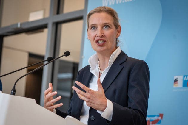 Alice Weidel, AfD-Partei- und Fraktionsvorsitzende;Pressestatement der beiden Parteivorsitzenden und Fraktionsvorsitzenden der AfD vor Beginn der Fraktionssitzung im Deutschen Bundestag, Berlin Berlin Deutschland Bundestag