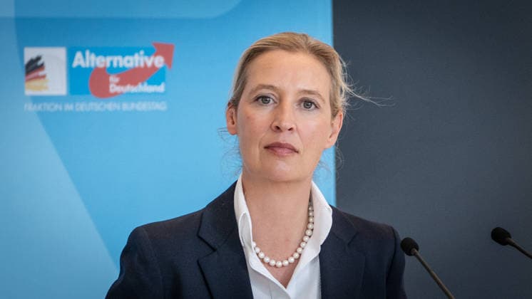 Alice Weidel, AfD-Partei- und Fraktionsvorsitzende;Pressestatement der beiden Parteivorsitzenden und Fraktionsvorsitzenden der AfD vor Beginn der Fraktionssitzung im Deutschen Bundestag, Berlin Berlin Deutschland Bundestag