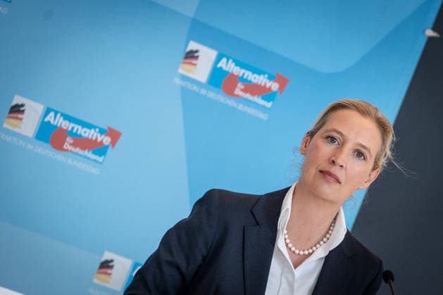 Alice Weidel, AfD-Partei- und Fraktionsvorsitzende;Pressestatement der beiden Parteivorsitzenden und Fraktionsvorsitzenden der AfD vor Beginn der Fraktionssitzung im Deutschen Bundestag, Berlin Berlin Deutschland Bundestag