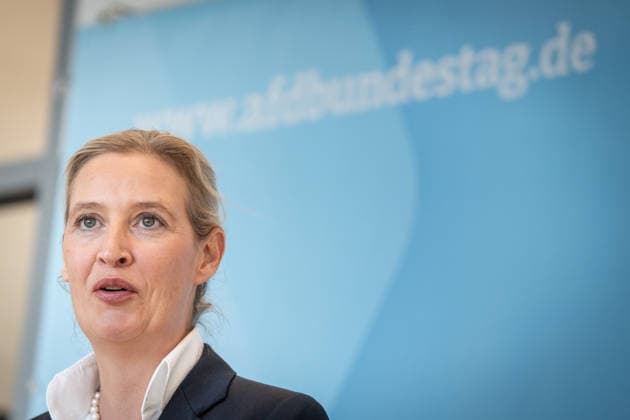Alice Weidel, AfD-Partei- und Fraktionsvorsitzende;Pressestatement der beiden Parteivorsitzenden und Fraktionsvorsitzenden der AfD vor Beginn der Fraktionssitzung im Deutschen Bundestag, Berlin Berlin Deutschland Bundestag