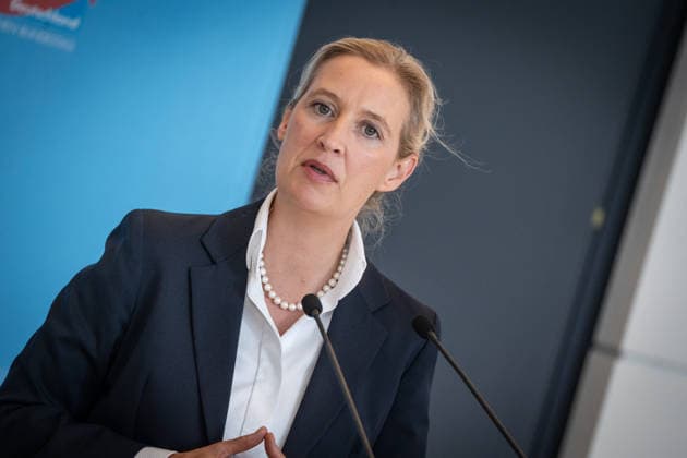 Alice Weidel, AfD-Partei- und Fraktionsvorsitzende;Pressestatement der beiden Parteivorsitzenden und Fraktionsvorsitzenden der AfD vor Beginn der Fraktionssitzung im Deutschen Bundestag, Berlin Berlin Deutschland Bundestag