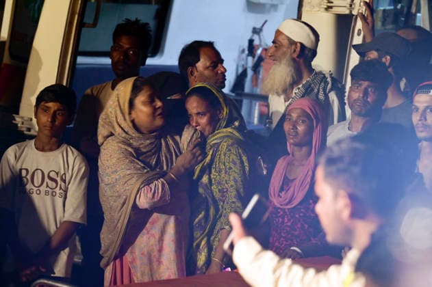 NEW DELHI, INDIA - OCTOBER 7: Mourning family members gather at the site where rescue operations are underway after a four-storey residential building collapsed in the New Seemapuri area of Shahdara on October 7, 2026, in New Delhi, India. The structural collapse occurred around 3:30 PM behind the local fish market, trapping multiple residents under concrete slabs and damaging two adjoining houses. At least one minor died while eight people were rescued and rushed to Rajiv Gandhi Super Speciality Hospital for emergency medical treatment as sniffer dogs and excavators worked late into the evening to locate remaining trapped survivors. (Photo by Raj K Raj Hindustan Times) 3 Dead, Eight Injured In 5 Storey Building Collapses In New Seemapuri O