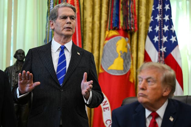 WASHINGTON, DC - OCT. 7: United States Secretary of the Treasury Scott Bessent speaks as US President Donald J Trump listens during an announcement on Trump Accounts in the Oval Office of the White House in Washington, DC, USA, on Wednesday, October 7, 2026. Copyright: xAnnabellexGordon PoolxviaxCNPx MediaPunchx