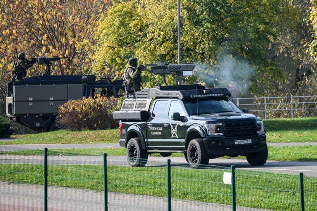 BELARUS, MINSK - OCTOBER 8, 2026: A vehicle is seen during the final phase of the Eurasia-Antiterror 2026 counter-terrorism exercise by relevant agencies of the CIS and SCO member states. The drill is held as part of the 2026 CIS and SCO Counter-Terrorism Forum. Maxim Malinovsky TASS 98945549
