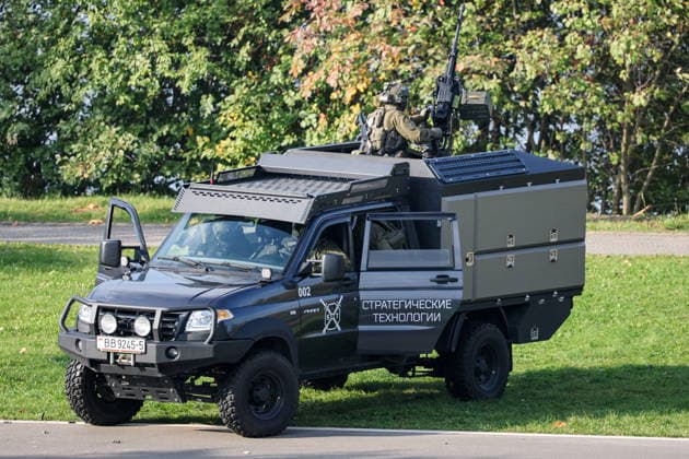 BELARUS, MINSK - OCTOBER 8, 2026: A vehicle is seen during the final phase of the Eurasia-Antiterror 2026 counter-terrorism exercise by relevant agencies of the CIS and SCO member states. The drill is held as part of the 2026 CIS and SCO Counter-Terrorism Forum. Maxim Malinovsky TASS 98945557