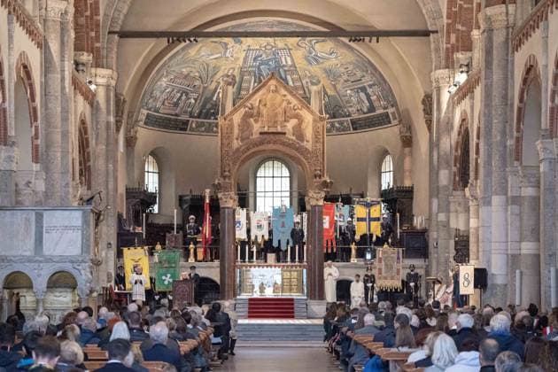 IPA89429919 - Milan, October 8, 1926, Basilica of St. Ambrose, Eucharistic celebration marking the 25th anniversary of the Linate plane crash Copyright: xGiuliaxSciaccax xGiuliaxSciaccax IPA89429919
