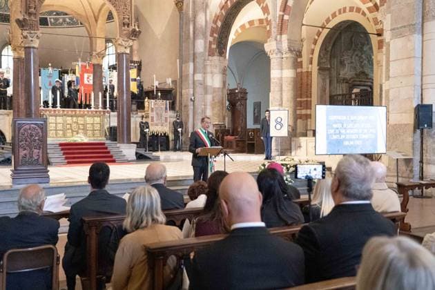IPA89429962 - Milan, October 8, 26, Basilica of Sant™Ambrogio, Eucharistic celebration marking the 25th anniversary of the Linate plane crash Pictured: Milan Mayor Giuseppe Sala Copyright: xGiuliaxSciaccax xGiuliaxSciaccax IPA89429962